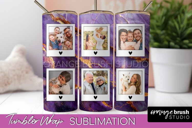 Photo Tumbler Wrap, Marble Family Frame Tumbler Sublimation