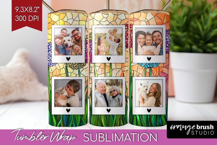 Stained Glass Photo Tumbler PNG - Flowers Picture Tumbler