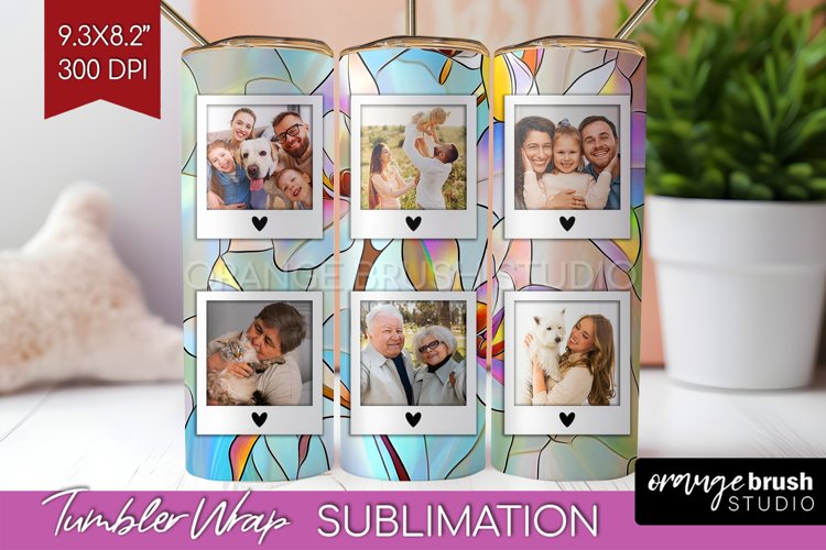 Stained Glass Photo Tumbler PNG - Flowers Picture Tumbler