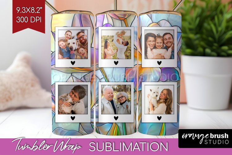 Stained Glass Photo Tumbler PNG - Flowers Picture Tumbler
