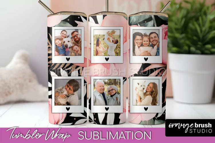 Photo Tumbler Wrap, Floral Picture Frame Tumbler Sublimation