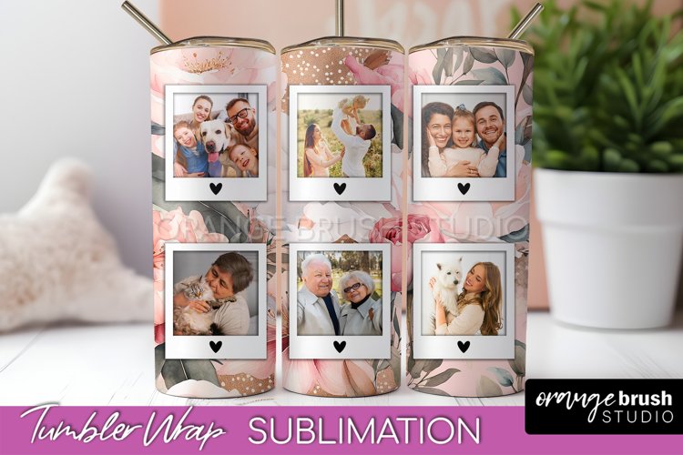 Photo Tumbler Wrap, Floral Picture Frame Tumbler Sublimation