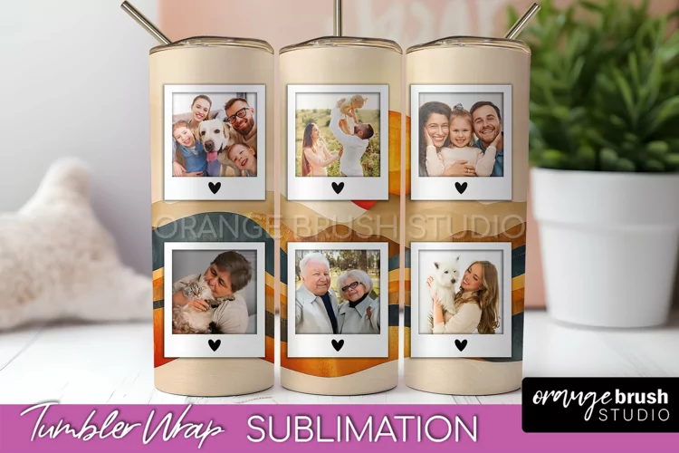 Photo Tumbler Wrap, Boho Family Frame Tumbler Sublimation