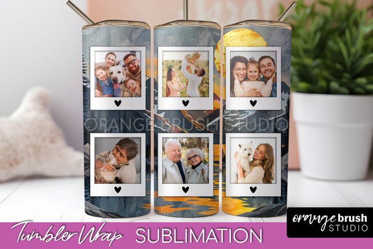 Photo Tumbler Wrap, Boho Family Frame Tumbler Sublimation example image 1