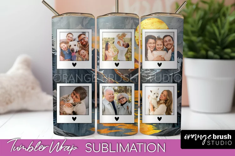 Photo Tumbler Wrap, Boho Family Frame Tumbler Sublimation