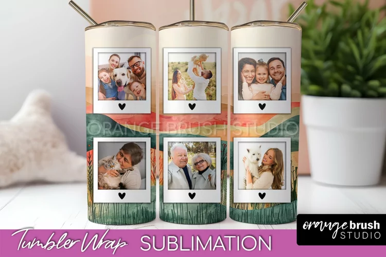 Photo Tumbler Wrap, Boho Family Frame Tumbler Sublimation