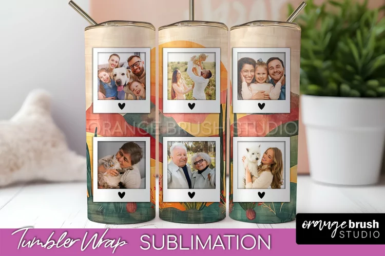Photo Tumbler Wrap, Boho Family Frame Tumbler Sublimation