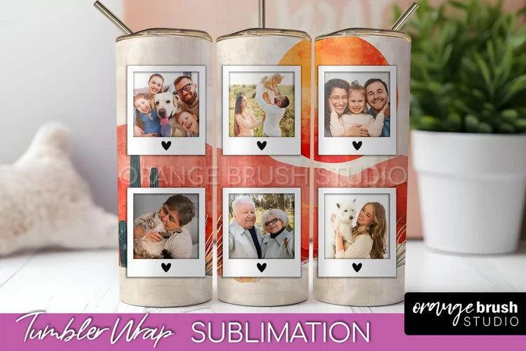 Photo Tumbler Wrap, Boho Family Frame Tumbler Sublimation
