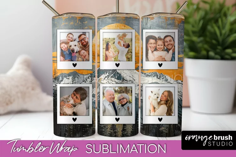 Photo Tumbler Wrap, Boho Family Frame Tumbler Sublimation