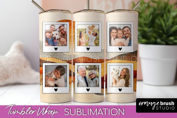 Photo Tumbler Wrap, Boho Family Frame Tumbler Sublimation example image 1