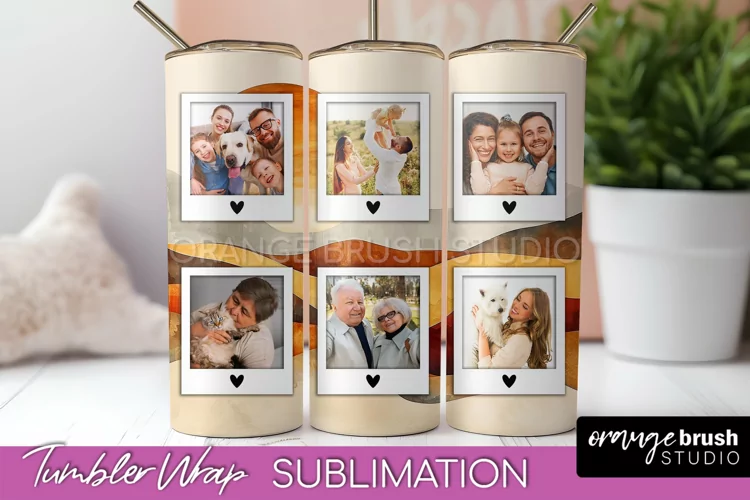 Photo Tumbler Wrap, Boho Family Frame Tumbler Sublimation