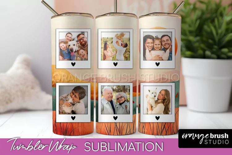 Photo Tumbler Wrap, Boho Family Frame Tumbler Sublimation