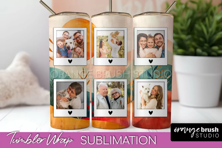 Photo Tumbler Wrap, Boho Family Frame Tumbler Sublimation