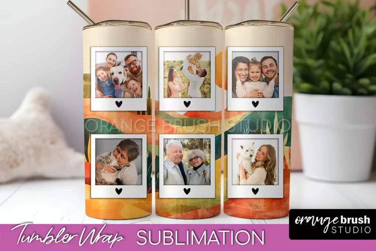 Photo Tumbler Wrap, Boho Family Frame Tumbler Sublimation