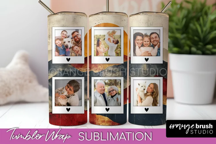 Photo Tumbler Wrap, Boho Family Frame Tumbler Sublimation