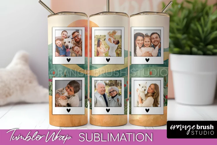 Photo Tumbler Wrap, Boho Family Frame Tumbler Sublimation