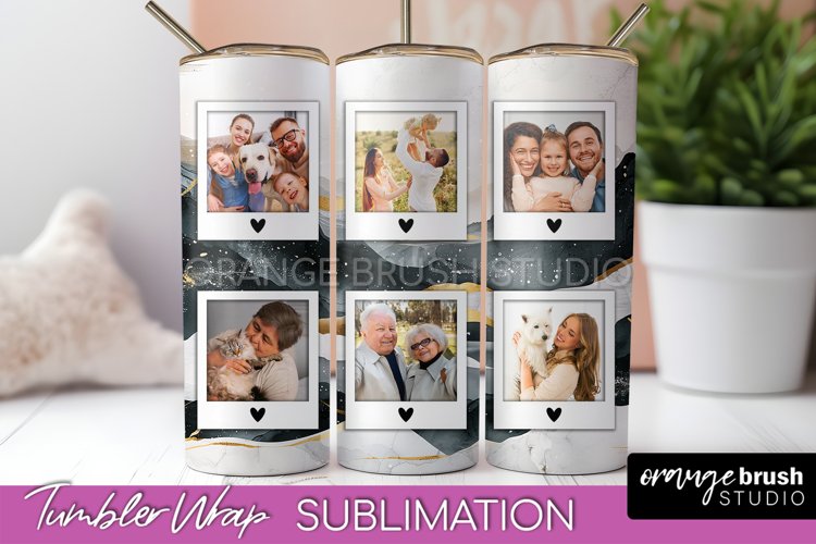 Photo Tumbler Wrap, Boho Family Frame Tumbler Sublimation example image 1