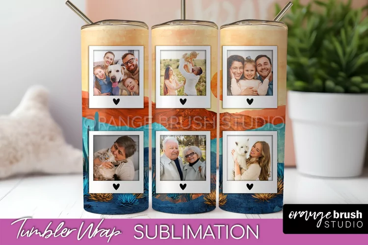 Photo Tumbler Wrap, Boho Family Frame Tumbler Sublimation