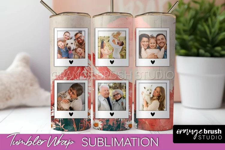 Photo Tumbler Wrap, Boho Family Frame Tumbler Sublimation
