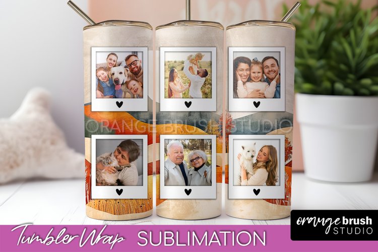 Photo Tumbler Wrap, Boho Family Frame Tumbler Sublimation example image 1