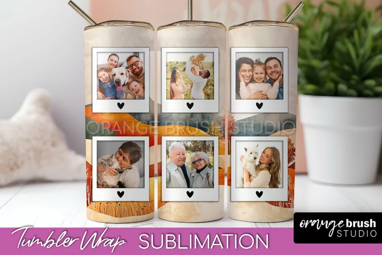 Photo Tumbler Wrap, Boho Family Frame Tumbler Sublimation