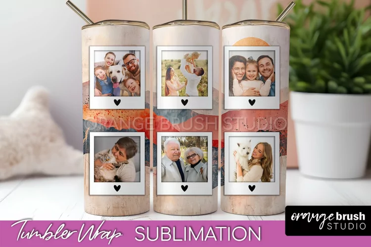 Photo Tumbler Wrap, Boho Family Frame Tumbler Sublimation