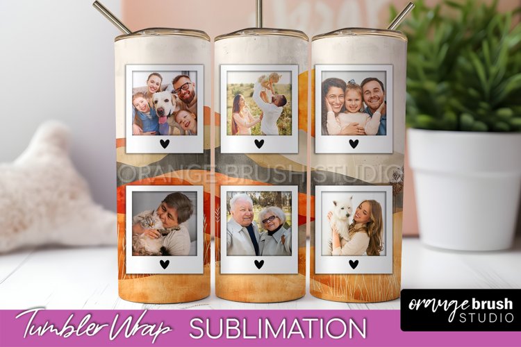 Photo Tumbler Wrap, Boho Family Frame Tumbler Sublimation example image 1