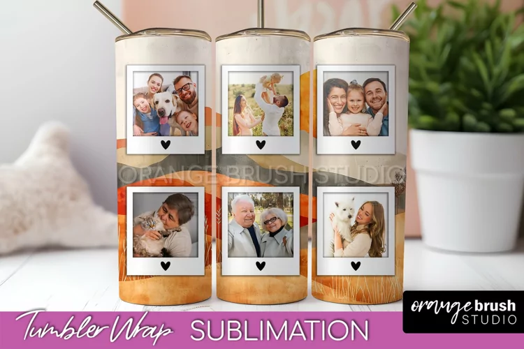 Photo Tumbler Wrap, Boho Family Frame Tumbler Sublimation