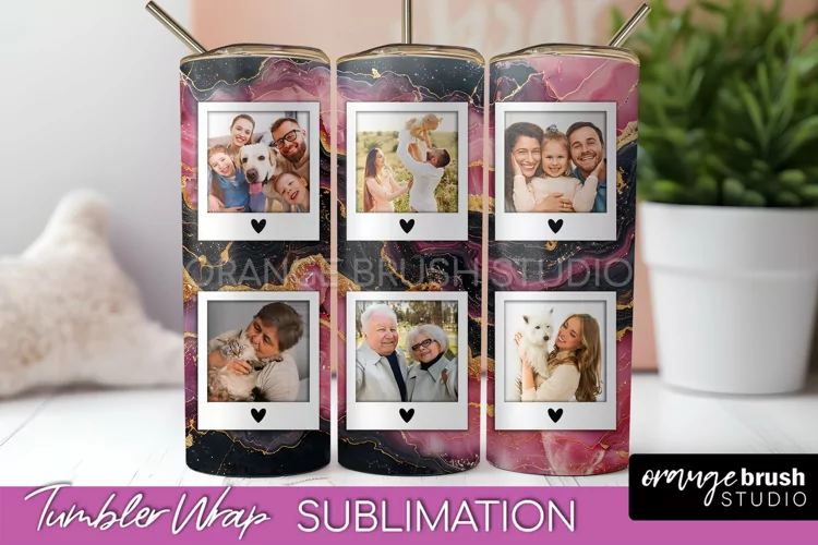 Photo Tumbler Wrap, Marble Family Frame Tumbler Sublimation