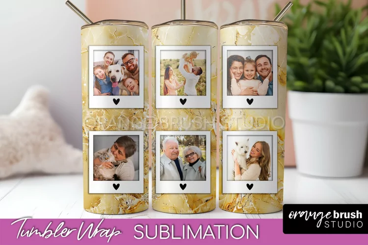 Photo Tumbler Wrap, Marble Family Frame Tumbler Sublimation