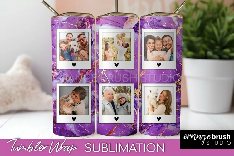 Photo Tumbler Wrap, Marble Family Frame Tumbler Sublimation
