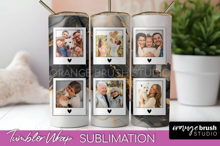 Photo Tumbler Wrap, Marble Family Frame Tumbler Sublimation