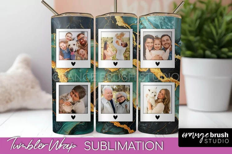 Photo Tumbler Wrap, Marble Family Frame Tumbler Sublimation