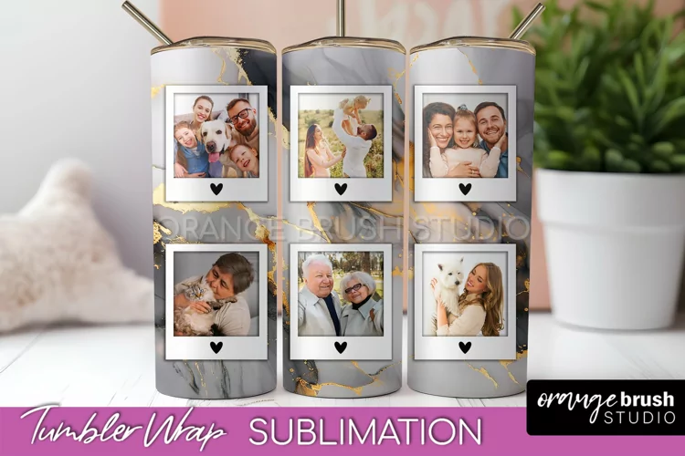 Photo Tumbler Wrap, Marble Family Frame Tumbler Sublimation