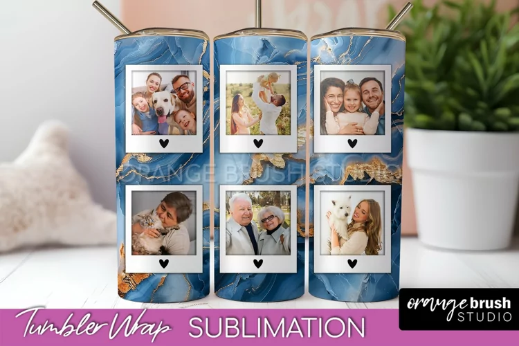 Photo Tumbler Wrap, Marble Family Frame Tumbler Sublimation