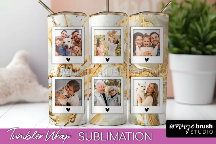 Photo Tumbler Wrap, Marble Family Frame Tumbler Sublimation