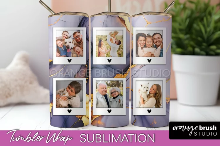 Photo Tumbler Wrap, Marble Family Frame Tumbler Sublimation