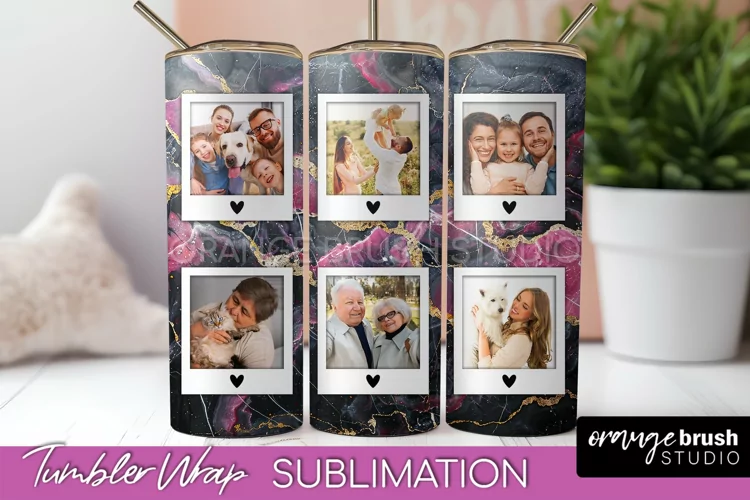 Photo Tumbler Wrap, Marble Family Frame Tumbler Sublimation