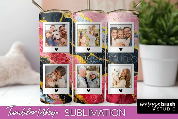 Photo Tumbler Wrap, Marble Family Frame Tumbler Sublimation