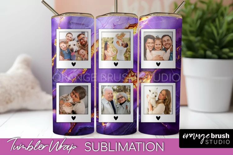 Photo Tumbler Wrap, Marble Family Frame Tumbler Sublimation