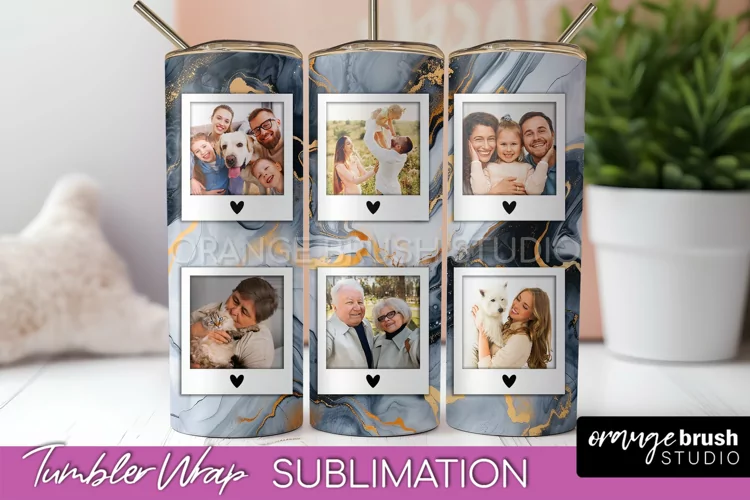 Photo Tumbler Wrap, Marble Family Frame Tumbler Sublimation