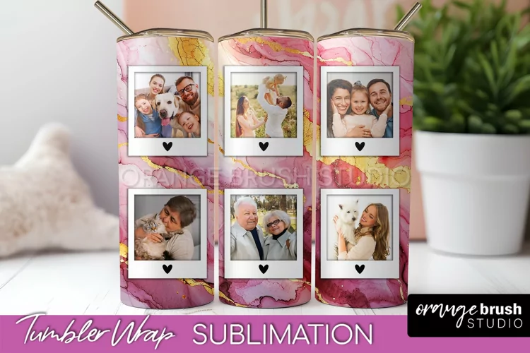 Photo Tumbler Wrap, Marble Family Frame Tumbler Sublimation