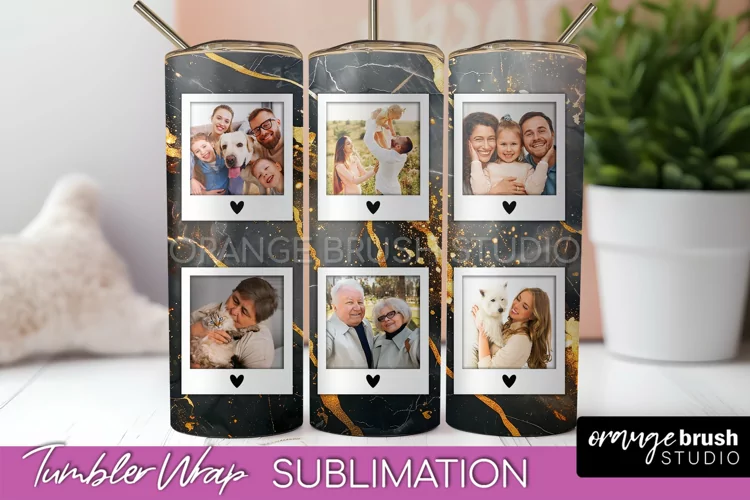 Photo Tumbler Wrap, Marble Family Frame Tumbler Sublimation