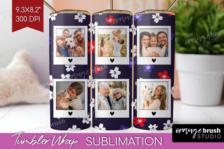 Retro Flowers Photo Tumbler PNG - Floral Picture Tumbler
