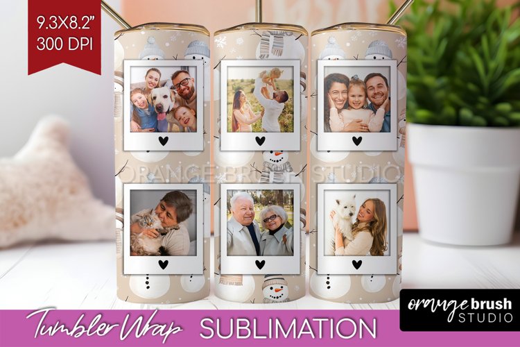 Christmas Photo Tumbler PNG - Snowman Picture Tumbler Wrap