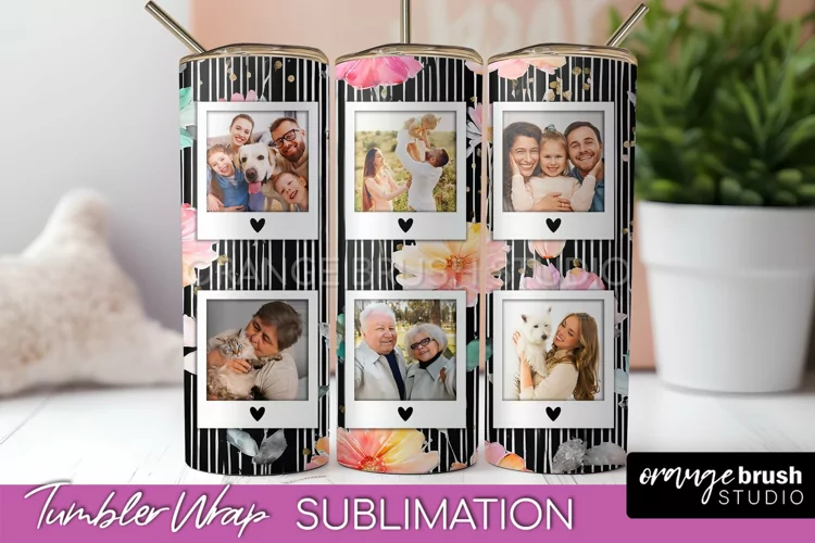 Photo Tumbler Wrap, Floral Picture Frame Tumbler Sublimation
