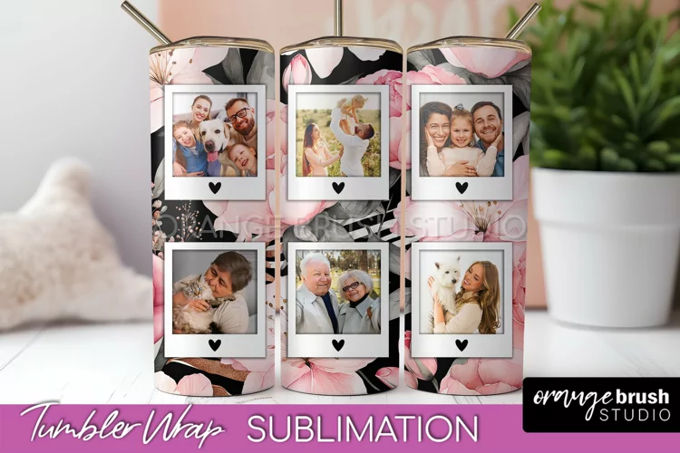 Photo Tumbler Wrap, Floral Picture Frame Tumbler Sublimation