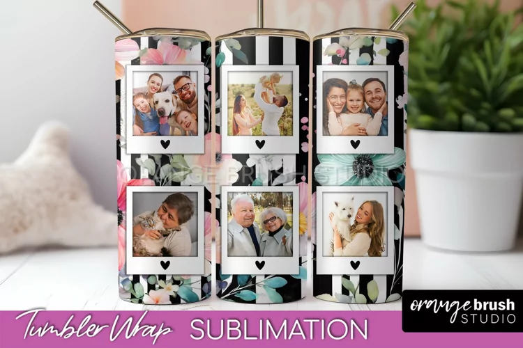 Photo Tumbler Wrap, Floral Picture Frame Tumbler Sublimation