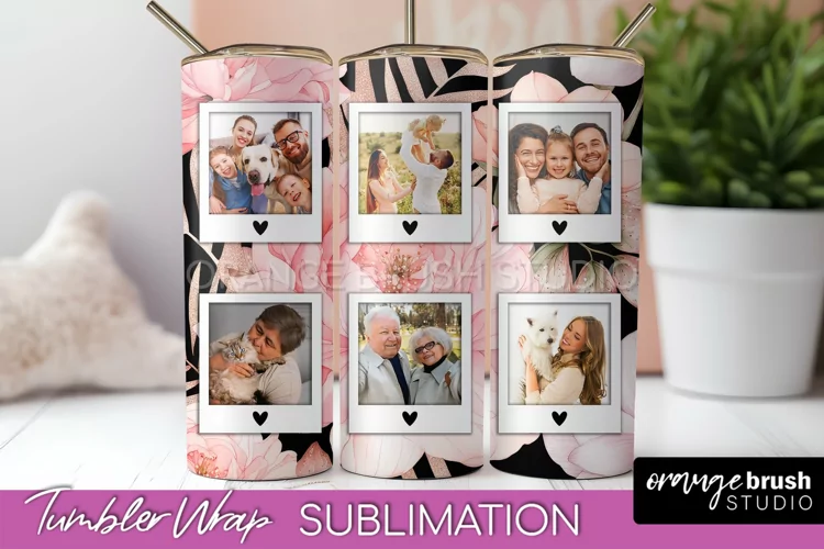 Photo Tumbler Wrap, Floral Picture Frame Tumbler Sublimation
