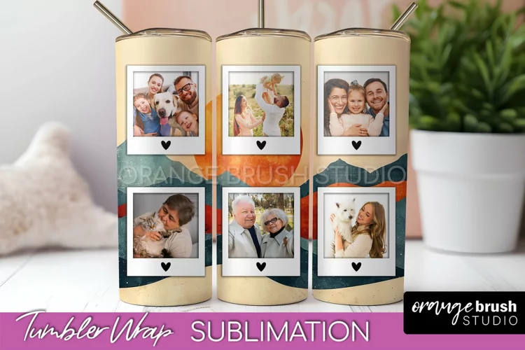 Photo Tumbler Wrap, Boho Family Frame Tumbler Sublimation